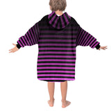 Schwarz-rosa gestreifter Ombre-Fledermaus-Decke-Hoodie für Erwachsene und Kindergrößen