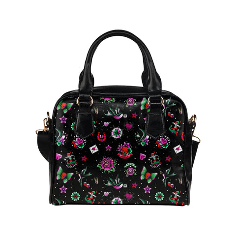 Retro Tattoo Black Ladies Shoulder Bag