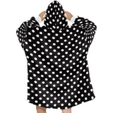 Black & White Polka Dot Print Blanket Hoodie Adults & Kids Sizes