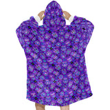 Purple Sugar Skulls Print Blanket Hoodie Adults & Kids Sizes