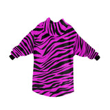 Pink Zebra Print Blanket Hoodie Adults & Kids Sizes