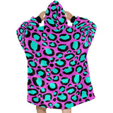 Pink Turquoise Animal Print Blanket Hoodie Adults & Kids Sizes