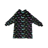 Pastelkleurige vleermuisprint deken hoodie volwassenen en kindermaten