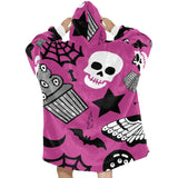 Roze Spooky Halloween Print Deken Hoodie Volwassenen &amp; Kindermaten