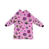 Roze retro tattoo print deken hoodie volwassenen en kindermaten