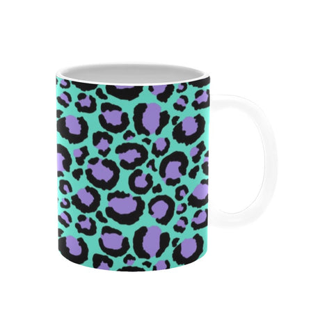 unique mug with purple lilac leopard print ceramic mug with handle