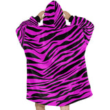 Pink Zebra Print Blanket Hoodie Adults & Kids Sizes