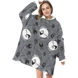 Grauer „Nightmare Before Christmas“-Decke-Kapuzenpullover mit Aufdruck für Erwachsene und Kinder