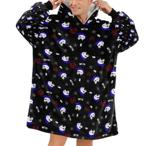Punk Rotter Mohican Skull Blanket Hoodie Adults & Kids Sizes