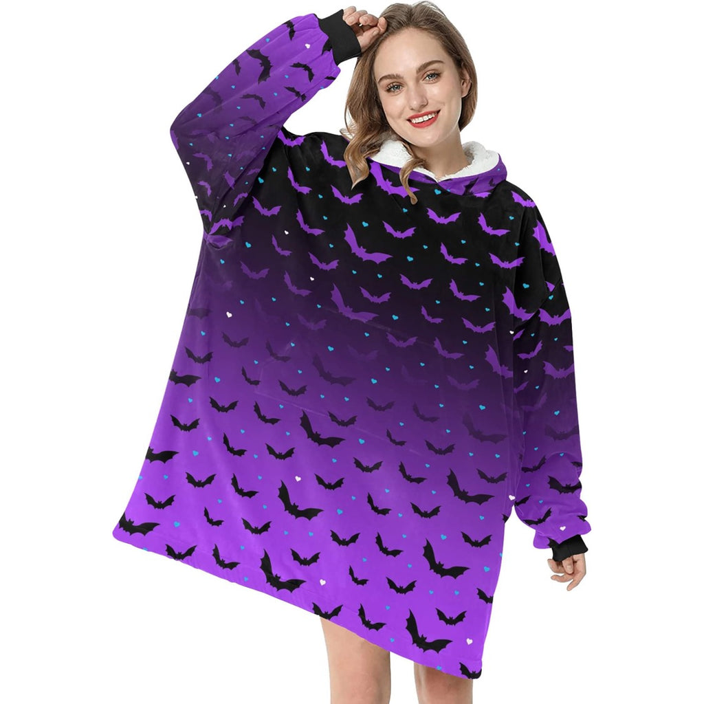 Purple Ombré Bat Blanket Hoodie Adults & Kids Sizes