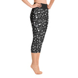 Black & White Tattoo Print Ladies Yoga Capri Leggings