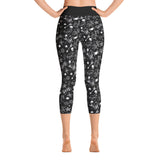 Zwart-witte tattoo-print dames yoga capri-legging