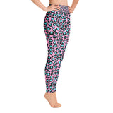 Pink & Turquoise Leopard Print Ladies Yoga Leggings