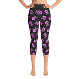 Roze Polka Dot Skulls Dames Yoga Capri-legging